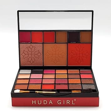 HUDA GIRL All-in-One Makeup Kit with Mirror - Includes 24 Eyeshadow Palette with Brush, 3 Eyebrow Powder, 3 Lip Gloss, 2 Applicator, Blush Contour and Highlighter Palette for Girl & Womens on Amazon.ae - Price Tracker
