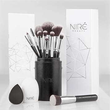 Niré Beauty Professional Makeup Brushes - 15-piece Award Winning Vegan Makeup Brush Set with Case, Blending Sponge, Brush Cleaner, Guide, Gift Box on Amazon.ae - Price Tracker