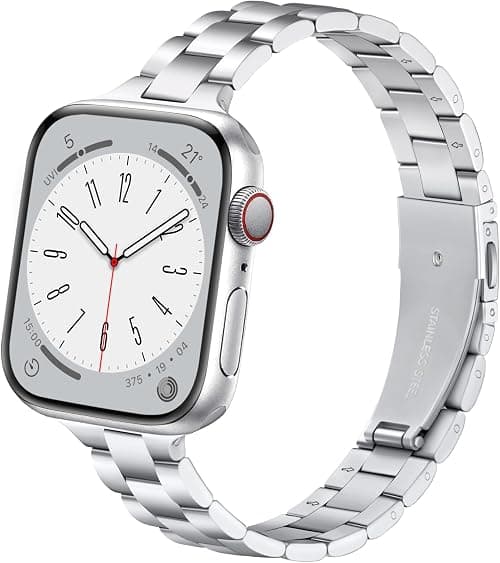 Lenrao Thin Stainless Steel Bands Compatible with Apple Watch 38mm 40mm 41mm 42mm 44mm 45mm for Women, Metal Straps for iWatch Series 9 8 7 6 5 4 3 2 1 SE on Amazon.sa - Price Tracker