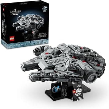 LEGO Star Wars Millennium Falcon 75375 | Starship Building Set for Adults, Display Stand & Nameplate, Desk Decor, Gift for Star Wars Fans, 921 Pieces - متتبع أسعار Amazon.sa