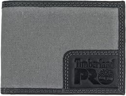 Timberland PRO Men's Canvas Leather RFID Billfold Wallet with Back ID Window - Best Deal Finder