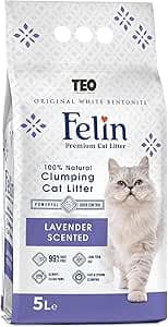Felin Cat Litter Clumping 100% Natural Bentonite, Clumping 99.5% Dust Free, Forever Fresh, Pet-Friendly, Fighting with Odors Lavender Scented (5 L) on Amazon.ae - Price Tracker