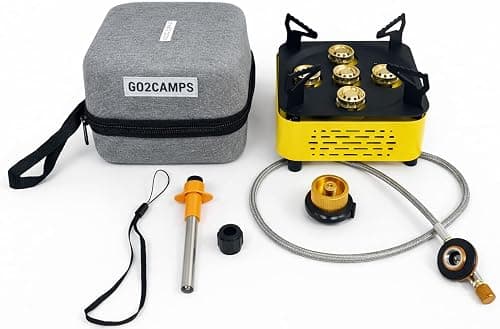 GO2CAMPS High Power 5-Burner Portable Camping Stove | 5000KW Flame Power Heavy Duty Outdoor Gas Cooker | Compact Travel Stove with Carry Case & Hose | Ideal for Camping, BBQ, Picnic, Desert & Outdoor على Amazon.ae - متتبع الأسعار