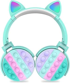 Padom Wireless Bluetooth On-Ear Headphone with Pop Bubbles, LED Lights, Silicone Push and Pop Fidget Toy Headphone Colorful Stereo Wireless Bluetooth Headset for Mobilephone Tablet PC,Foldable (GREEN) on Amazon.ae - Price Tracker