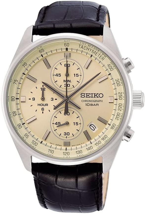 Seiko Herren-Uhr Quarz Edelstahl mit Lederband on Amazon.ae - Price Tracker