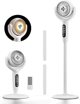 AOY Rechargeable Pedestal Fan Standing with Light for Home Outdoor Camping | 120°+120° Auto Oscillation, 12000mAh, 20dB, 8 Speeds 3 Modes, 4-Hour Timer, Height Adjustable, Remote control, 5-43H Runtime على Amazon.ae - متتبع الأسعار