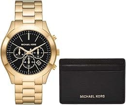 Michael Kors Runway Men's Watch Quartz Movement/Chrono 44mm Case with Steel Strap MK1076SET - Best Deal Finder