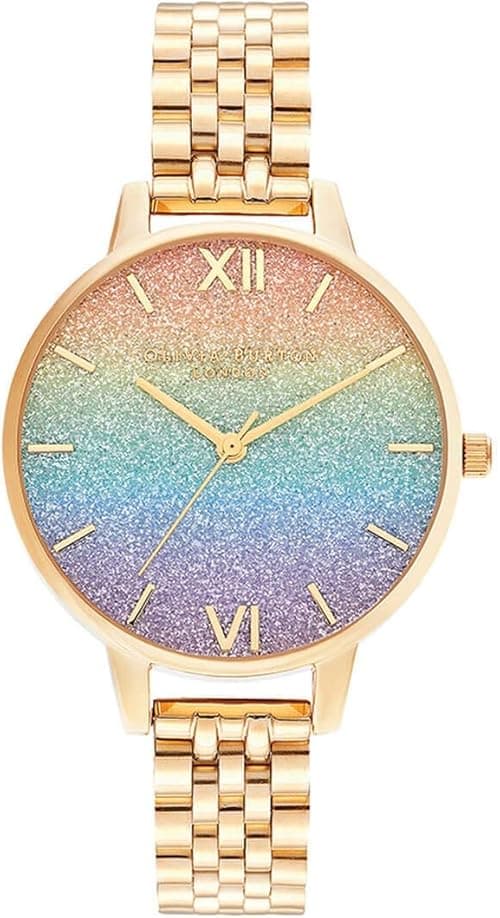 Olivia Burton RAINBOW WOMENS RAINBOW GLITTER DIAL IONIC PLATED GOLD STEEL Watch - OB16RB23 on Amazon.ae - Price Tracker