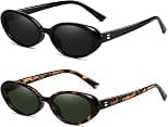 Retro Oval Sunglasses for Women Men Fashion Small Oval Sunglasses 90s Vintage Shades - Best Deal Finder