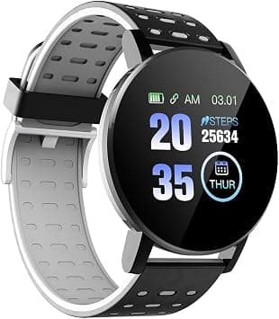 119Plus Fitness Smartwatch for Men and Women, 1.3'' Color Screen Bluetooth Activity Tracker with Heart Rate, Blood Pressure, Multi-Sport Modes, IP67 Waterproof Smart Band, Silver على Amazon.ae - متتبع الأسعار