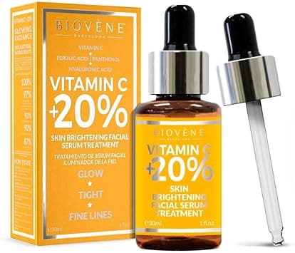 BIOVENE Vitamin C 20% Serum for Face, Supports Radiant and More Youthful Looking Skin, Soothing, Brightening and Firming Characteristics, May Reduce Fine Lines (Pack of 1) على Amazon.ae - متتبع الأسعار