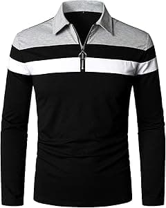 YTD Men's Long Sleeve Polo Shirts Quarter-Zip Casual Slim Fit Lapel Neck Basic Designed Cotton Shirts - Amazon.ae Price Tracker