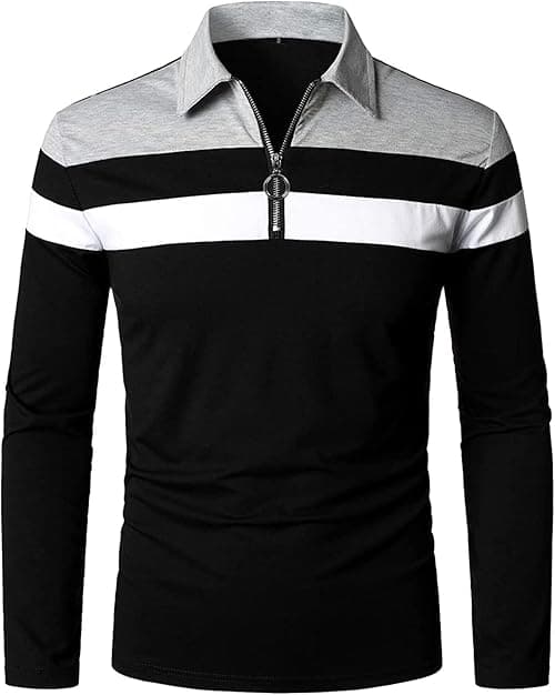 YTD Men's Long Sleeve Polo Shirts Quarter-Zip Casual Slim Fit Lapel Neck Basic Designed Cotton Shirts on Amazon.ae - Price Tracker