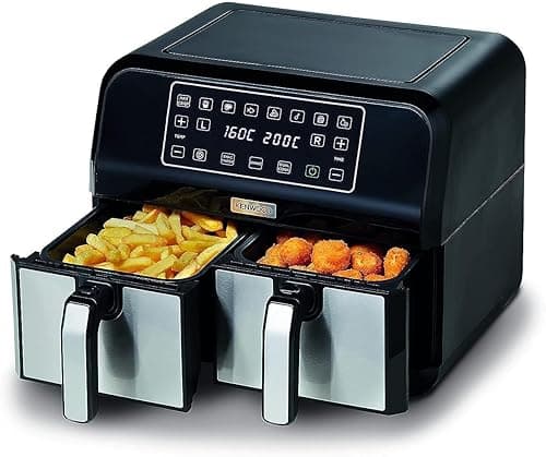 KENWOOD Digital Twin Air Fryer 1.7KG+1.7KG 4L+4L XXXL Capacity with DualZone Technology & Dual Frying Baskets for Frying, Grilling, Broiling, Roasting, Baking, Toasting & Reheating HFM75.000MB Black on Amazon.ae - Price Tracker