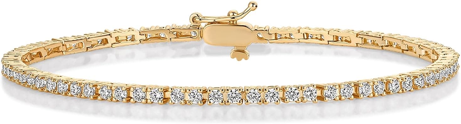 PAVOI 14K Gold Plated Cubic Zirconia Classic Tennis Bracelet | Gold Bracelets for Women | 4mm CZ, Size 6.5-7.5 Inch - Amazon.ae Price Tracker