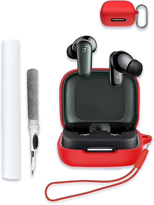Case for Soundcore by anker P30i Earbuds, Soft Silicone Protective Portable Scratch Shock Resistant Hard Shell with Cleaner Kit & Carabiner & Lanyard,Red on Amazon.ae - Price Tracker