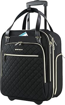 EMPSIGN Underseat Carry on Bag with Wheels, Cabin Size Luggage 16-Inch (40 cm) with 2 Fixed Wheels, Softside Trolley Carry On, Travel Luggage for Women Men Business, Black-Golden Zipper on Amazon.ae - Price Tracker