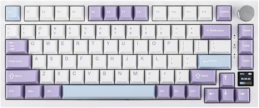 EPOMAKER Ajazz AK820 Pro 75% Gasket-mounted Mechanical Keyboard with TFT Screen, 3 Modes(Bluetooth 5.1/2.4G Wireless & Type-C Wired), Sound Dampening Foams (White Purple, Ajazz Flying Fish Switch) - Best Deal Finder