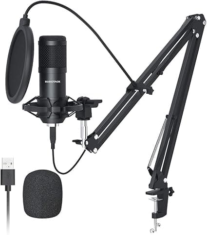 SUDOTACK USB Streaming Podcast PC Microphone, Professional 192KHZ/24Bit Studio Cardioid Condenser Mic Kit with Sound Card Boom Arm Shock Mount Pop Filter, for Skype Youtuber Karaoke Gaming Recording on Amazon.ae - Price Tracker