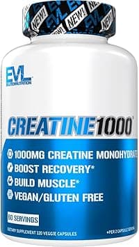 Evlution Pure Creatine Monohydrate Capsules 1000mg Nutrition Pre and Post Workout Recovery Vegan Creatine Pills for Muscle Gains and Muscle Recovery Supplement - Creatine Muscle Builder for Men - Amazon.ae Price Tracker