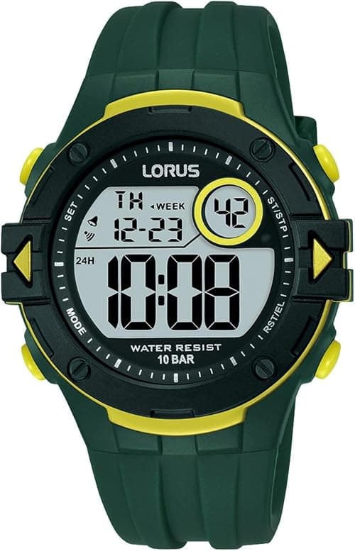 Lorus Men's Digital Quartz Watch R2327PX9, Green-yellow, strap on Amazon.ae - Price Tracker