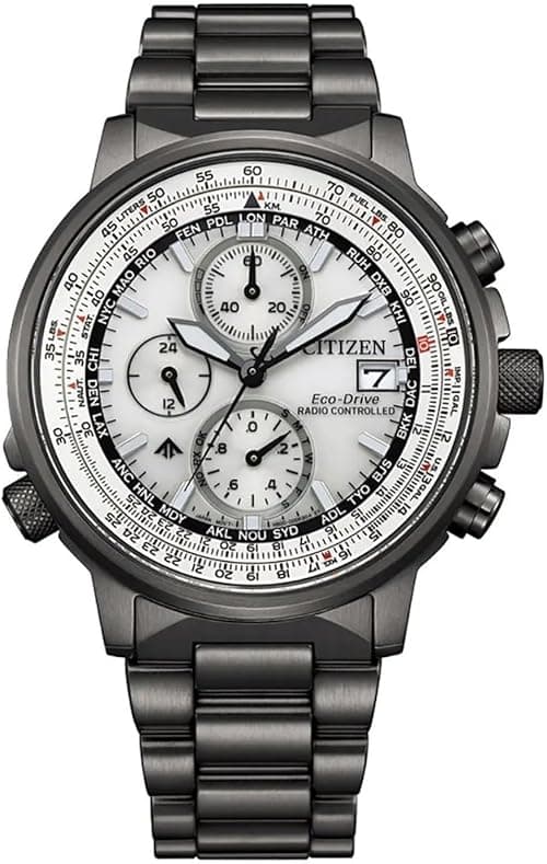 Citizen Radio Control AT8304-57A – Eco-Drive H800 Men's Watch, Radio Controlled, Stainless Steel Grey, Chronograph, White Dial, 20 ATM on Amazon.ae - Price Tracker
