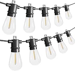 Outdoor String Lights 15M with 15Pcs E12 Sockets, 16Pcs S14 1W LED Edison Bulbs Shatterproof, Warm White 2700K, Commercial Grade Waterproof LED String Lights for Bistro Gazebos Porch - Amazon.ae Price Tracker