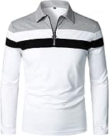 YTD Men's Long Sleeve Polo Shirts Quarter-Zip Casual Slim Fit Lapel Neck Basic Designed Cotton Shirts - Best Deal Finder