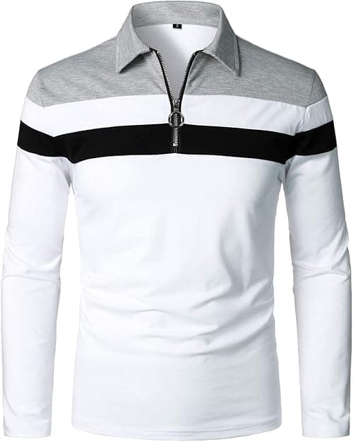 YTD Men's Long Sleeve Polo Shirts Quarter-Zip Casual Slim Fit Lapel Neck Basic Designed Cotton Shirts on Amazon.ae - Price Tracker