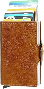 eWINNER Fashion PU Leather aluminium slim Secure ID wallet Slim Card Holder for Men Women Auto Pop Up RFID Blocking Credit Card Holder Money Clip Wallet Holds 14 Cards (Brown) on Amazon.ae - Price Tracker