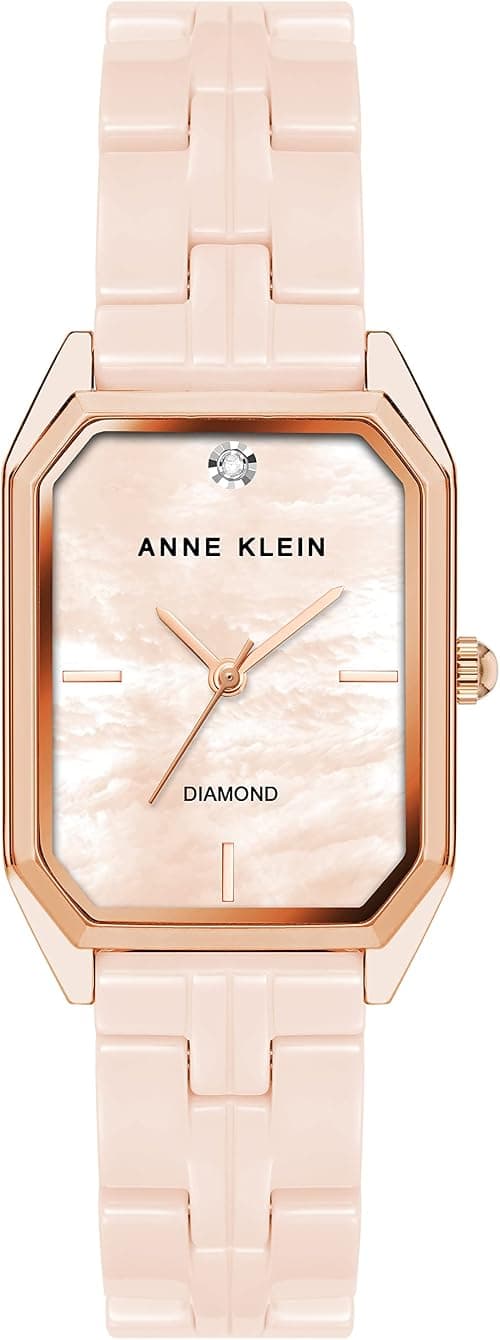 Anne Klein Women's Genuine Diamond Dial Ceramic Bracelet Watch, AK/4034, Light Pink/Rose Gold on Amazon.ae - Price Tracker