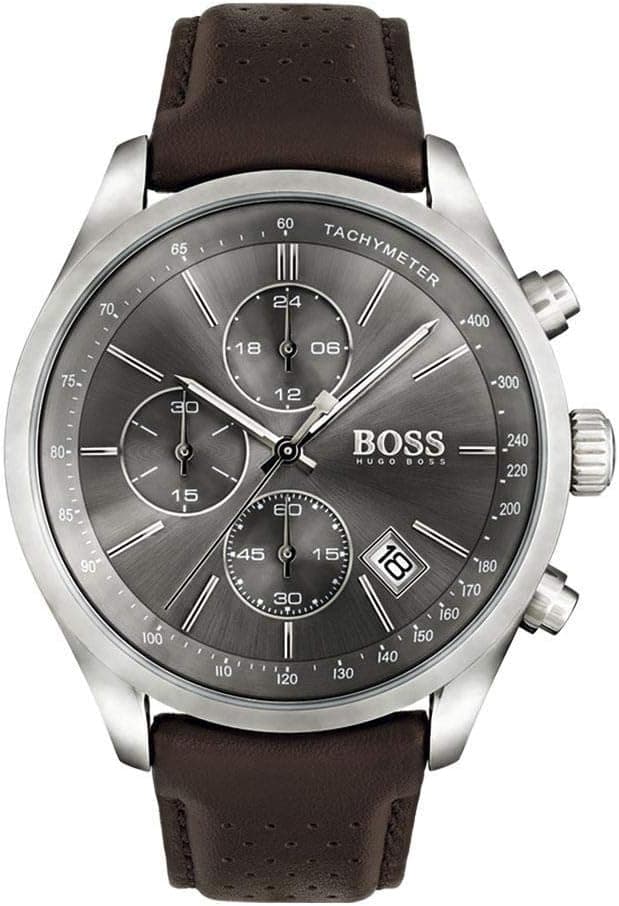 BOSS GRAND PRIX MENS GREY DIAL BROWN LEATHER WATCH - 1513476 on Amazon.ae - Price Tracker