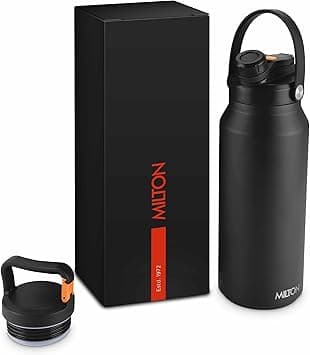 MILTON 1180ml Vacuum Insulated Water Bottle with Straw Lid - 2 lids included, Keeps Drinks Hot and Cold, 18/8 Stainless Steel, Double-Walled Flask with Inner Copper Coating - Sports - Ultrasip - Black - Amazon.ae Price Tracker