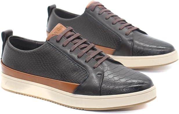 Monami Men Sneakers | Premium PU Leather, Lace-Up Low Top Loafer, Walking Casual Shoes for Men | Comfortable Fashion Sneakers for Work, Shopping & Travel على Amazon.ae - متتبع الأسعار