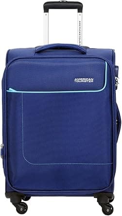 American Tourister Jamaica Suitcase, Cabin Size 58 cm, 4 Spinner Wheels, Soft Top, 100% Polyester, Navy|TSA Lock|Expandable|Front Pocket Storage|Corner Guard - 3 Years Global Warranty on Amazon.ae - Price Tracker