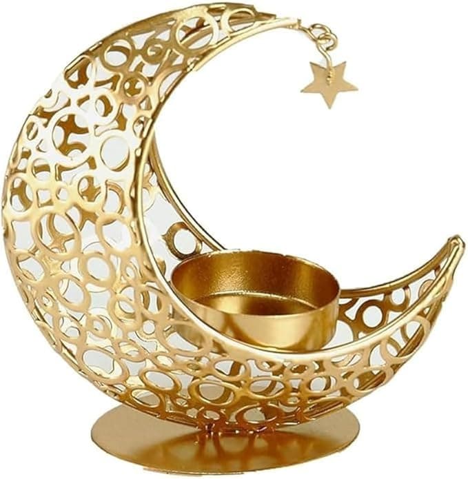 Moon and Star Candle Holder - Gold Ramadan Table Lamp Decor- Eid Decorations Lights for Eid al Fitr and al Adha Celebration and Gifts - Ideal for Home (MOON CANDLE HOLDER) on Amazon.ae - Price Tracker