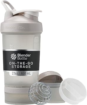 BlenderBottle Shaker Bottle with Pill Organizer and Storage for Protein Powder, Classic V2 ProStak System, 22-Ounce, Smoke Grey on Amazon.ae - Price Tracker