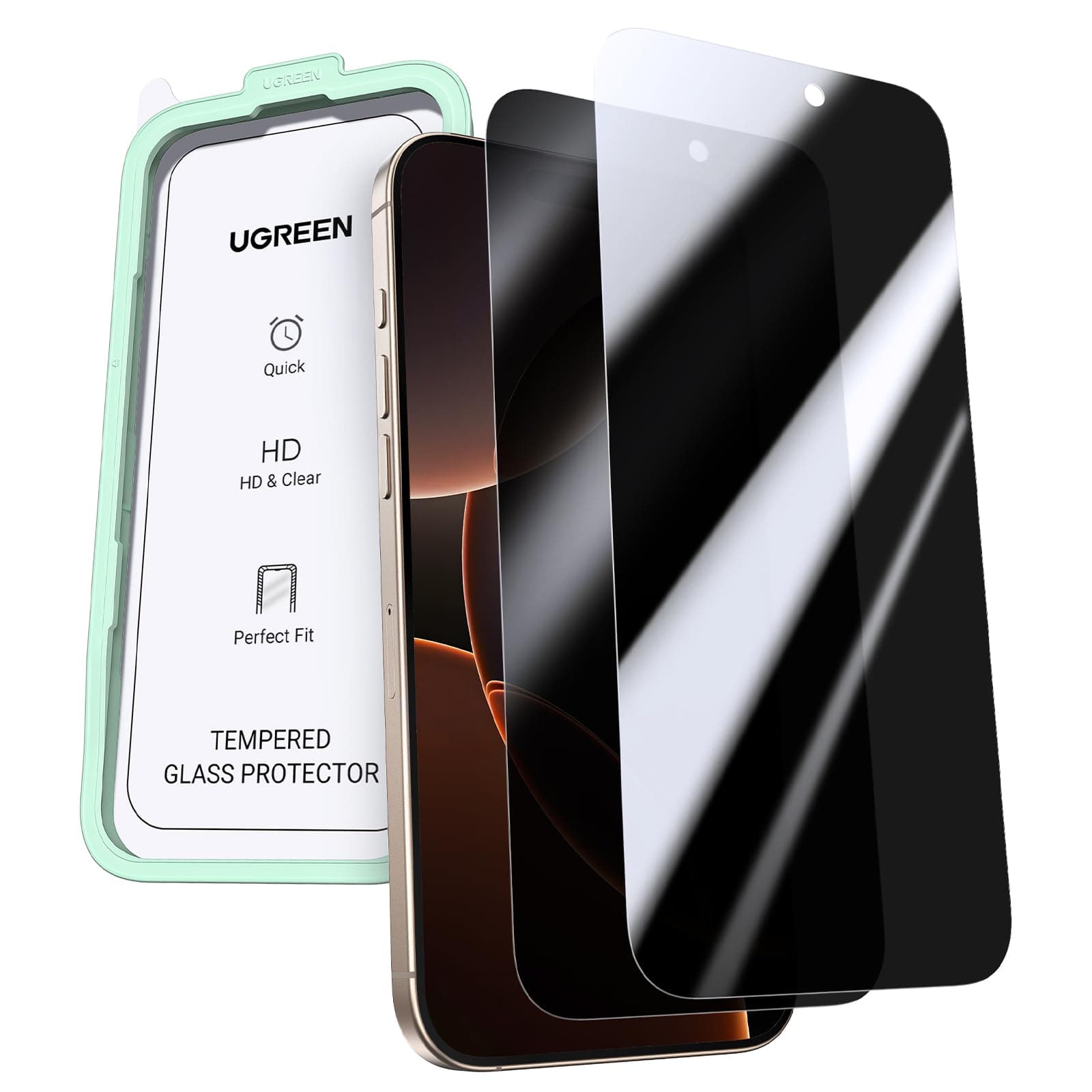 UGREEN iPhone 16 Pro Max Screen Protector Privacy 6.9'' 100% Privacy Protection Ultimate Drop Protection 1:1 Full Coverage Anti Spy Screen Protector 9H Tempered Glass Fit for Most Case 2 Pack on Amazon.ae - Price Tracker