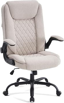 CASTLOVE Ergonomic Office Chair Computer Chair Executive Office Chair with Flip Up Armrest High Back Tilt Function Height Adjustable Comfortable Desk Chair for Home Office Fabric Cream on Amazon.ae - Price Tracker