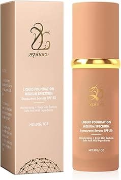 Full Coverage Foundation with SPF 50, 2-in-1 Moisturizing Liquid Makeup & Sunscreen Serum, Lightweight Base Protector Solar on Amazon.ae - Price Tracker