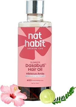 Nat Habit Ayurvedic Hibiscus Amla Summer Hair Oil for Hair Growth & Thickening, Herbal Hair Oil for Women & Men, Hair Regrowth, Strengthening with Coconut, Neem, Shikakai & Herbs, 100ml on Amazon.ae - Price Tracker