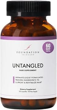 Foundation Skincare UnTangled Hair Vitamins (60-day supply) - Collagen & Biotin Supplement for Women & Men, Visibly Thicker, Faster Hair Growth على Amazon.ae - متتبع الأسعار