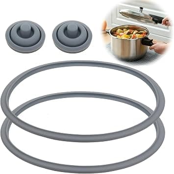 Pack of 4 Replacement Pressure Cooker Compatible with WMF Perfect and Perfect Plus, 2 Gaskets Diameter 22 cm + 2 Valve Gaskets Diameter 3 cm, Rubber Sealing Lid, Valve, Handle, Pressure Cooker على Amazon.ae - متتبع الأسعار