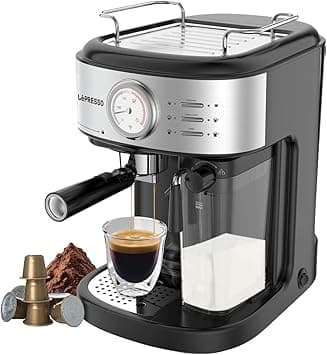 LePresso 20 Bar Coffee Machine, NS Capsule and Ground Coffee Compatible Espresso Machine, 1.7L Water Capacity, 500ml Milk Capacity, Milk Frothing Function, Automatic Latte and Cappuccino Maker Machine on Amazon.ae - Price Tracker