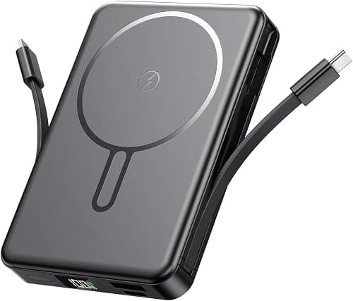 for Magsafe Power Bank 10000mAh,Wireless Portable Charger with led display,Magnetic powerbank Built in USB-C&Lightning Cable 22.5W Fast Charging Battery Pack,5 Outputs&2 Inputs for iPhone Samsung etc. على Amazon.ae - متتبع الأسعار
