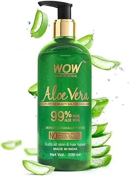 WOW Skin Science 99% Pure Aloe Vera Gel for Face, Skin & Hair - 500ml | Ultimate Gel For Glowing Skin | For Both Men and Women | No Parabens, Mineral Oils, Silicones, Color & Synthetic Fragrances على Amazon.ae - متتبع الأسعار