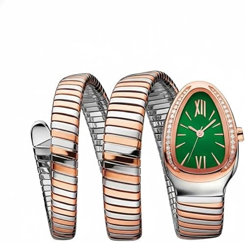 Shocknshop Analog White Dial Diamond-Embellished Snake Spiral Bracelet Watch for Women -WCH166 on Amazon.ae - Price Tracker