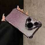 Huawei Pura 70 Ultra Phone Case，Gradient glitter four corner airbags for anti drop, full lens protection, Electroplated，Huawei P70 Ultra/pro/70 transparent Phone cover (Purple, Huawei Pura 70) - Best Deal Finder