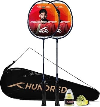 Hundred Powertek Star Badminton Racket Set – 2 Strung Rackets with Full Cover, Lightweight, Durable, Ideal for Beginners & Match Play - متتبع أسعار Amazon.sa