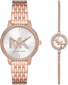 Michael Kors MK1052SET Ladies Melissa Watch and Bracelet Gift Set, White, MK1052SET-AMZUK - Best Deal Finder